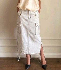 White Cargo Midi Skirt