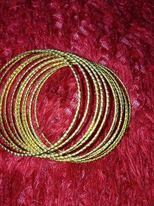 Gold Polished Bangles Set Of 12