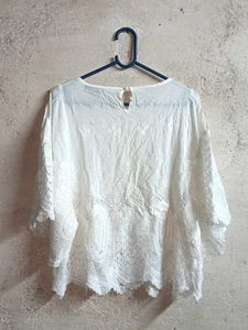White Lace Trim Cropped Top