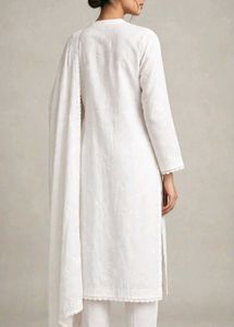 White Lucknowi Chikankari Cotton Kurta set for Wom