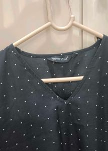 Black Polka Dot V-Neck Dress