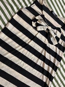 Striped Sleeveless Top with Bow Accent