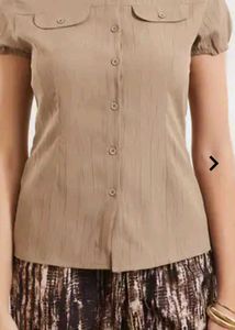 brown puff sleeve shirt