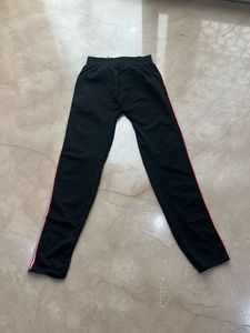 Black Track Pants with Stripe Detail