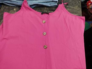 Hot Pink Cami Top with Buttons