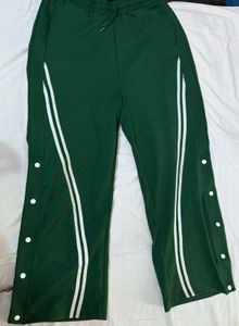 Green Snap Button Track Pants