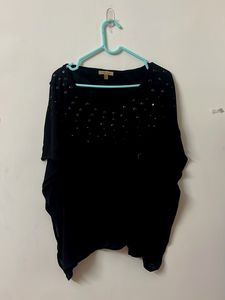 Black CODE butterfly Top With Sequins