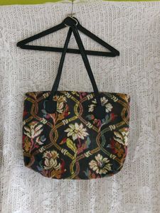 Vintage Floral Tapestry Tote Bag(jute)