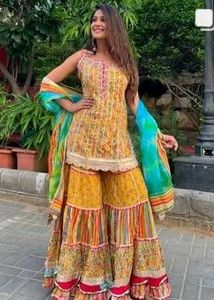 Vibrant Yellow Embroidered Plazzo Set