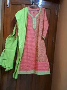 chicken embroidered lakhnavi  Kurta set