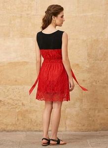 Elegant Red & Black Lace top