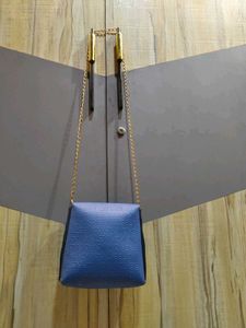 Chic Blue Embossed Shoulder Bag