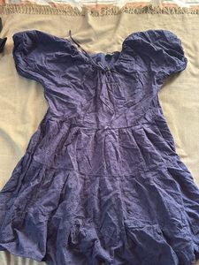 Navy Blue Puff Sleeve Dress