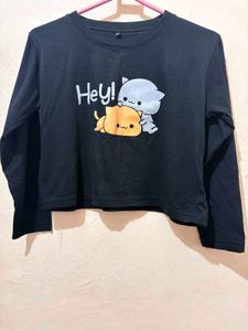 Cute Cat Graphic Crop Top
