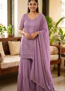 Beautiful Lavender Kurta Set with Dupatta