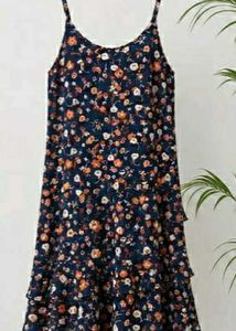 Navy Floral Ruffle Mini Dress