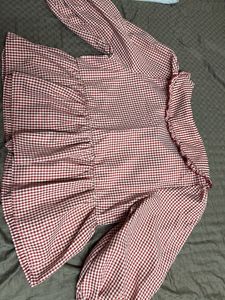 Red Gingham Peplum Blouse