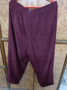 Dark Maroon Suede fabric Pants with pockets