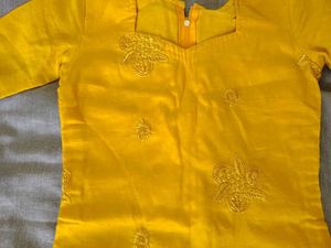 Vibrant Yellow Embroidered Kurta
