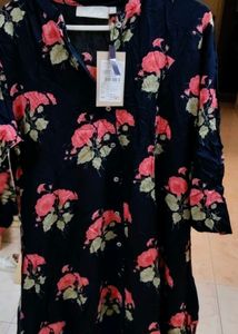 Black Floral Print Kurta