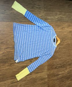 [ZARA] mesh blue striped top