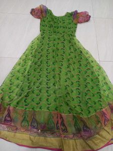 Beautiful Green Printed Ethnic Gown