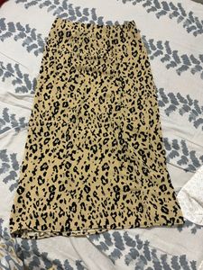 Leopard Print Maxi Skirt with Slit