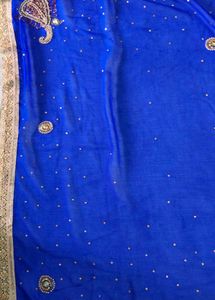 Royal Blue Embellished Saree