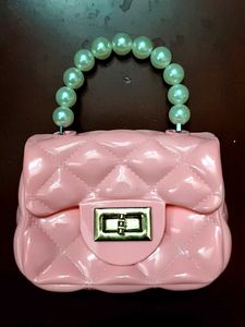 Cute Pink Pearl Handle Bag