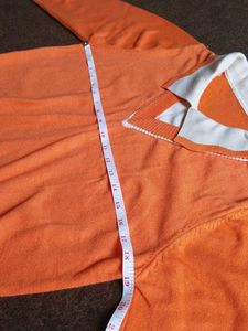 Orange Collared Knit Crop Top for Women