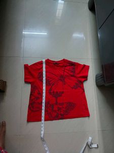 Red Butterfly Print T-Shirt