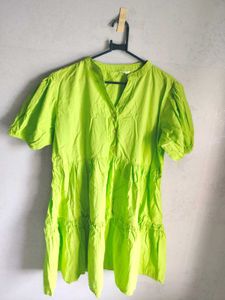 Lime Green Tiered Short Dress