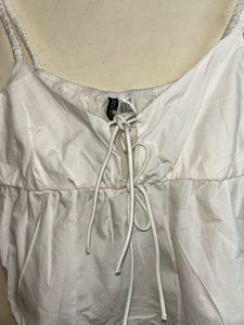 White Lace-Up Camisole Top