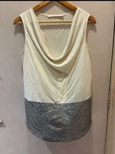 Cowl Neck Top with Sparkly Hem