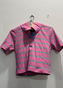 Pink Striped Polo Shirt