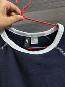 Navy Blue T-Shirt with White Trim