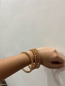 Elegant Gold-Toned Stone Bangles