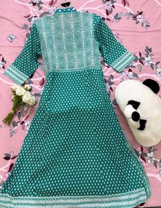 Green Printed Kurta Set for Women