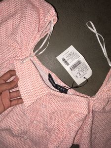 Puff Sleeve Textured Button-Up Top