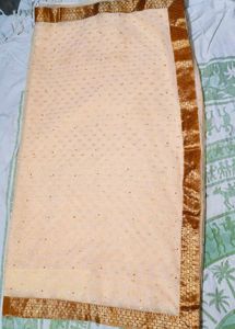 Elegant Cream Saree  Gold Border with sti