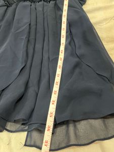 Navy Blue Chiffon Sleeveless Dress – S