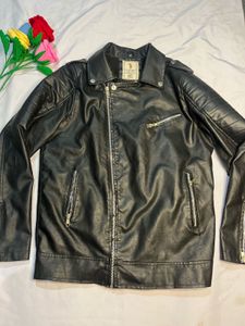 Men's Black Faux Leather Moto Jacket