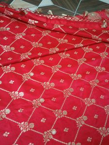 Red Embroidered banarasi jaal butti Saree