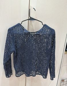 Elegant Navy Lace Top