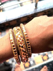 Elegant Set of 3 Golden Bangles