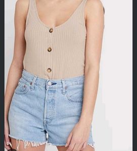 Ribbed Button-Up Tank Top