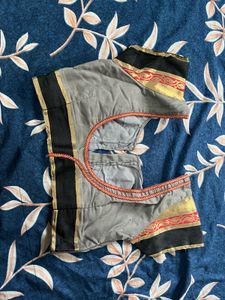 grey cotton saree with blouse