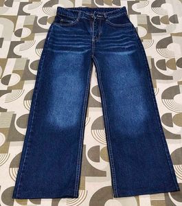 Wide Leg Blue Denim Jeans for Unisex