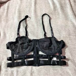 362510. Stylish Black Strappy Bustier Top