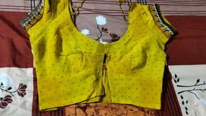 Yellow Floral Print Saree with Blouse
